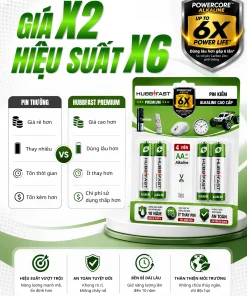 Pin kiềm AA HubbFast Premium giá X2 hiệu suất X6 tiết kiệm hơn | HubbFast Premium – Pin kiềm Alkaline cao cấp