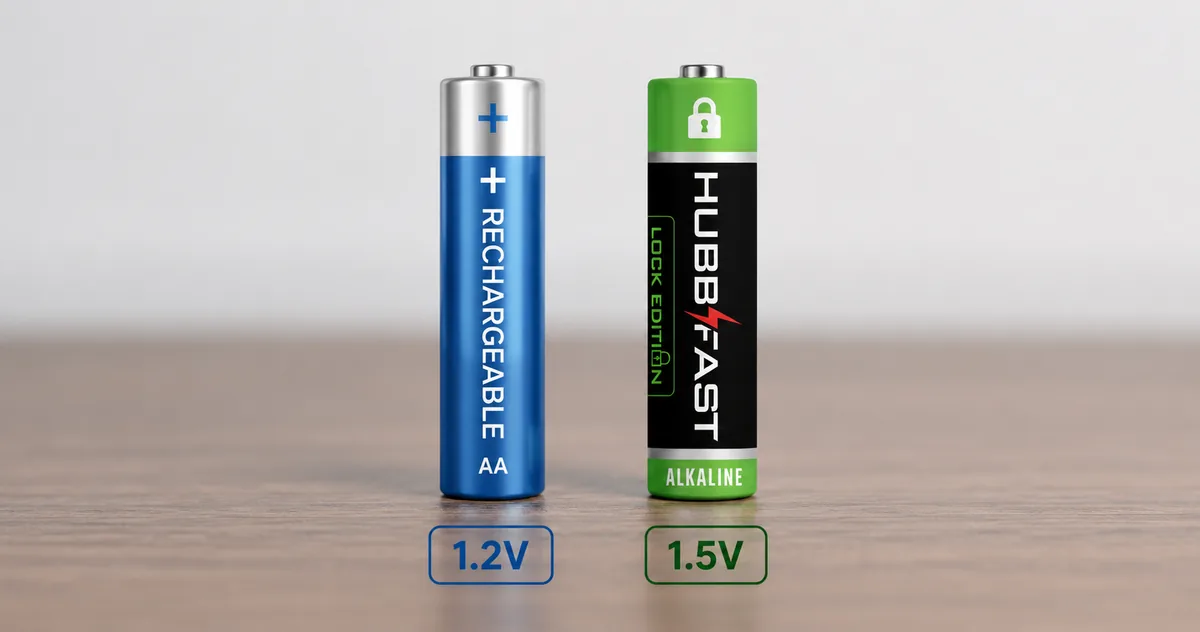 So sánh pin sạc AA 1.2V và pin kiềm AA 1.5V cho khóa cửa