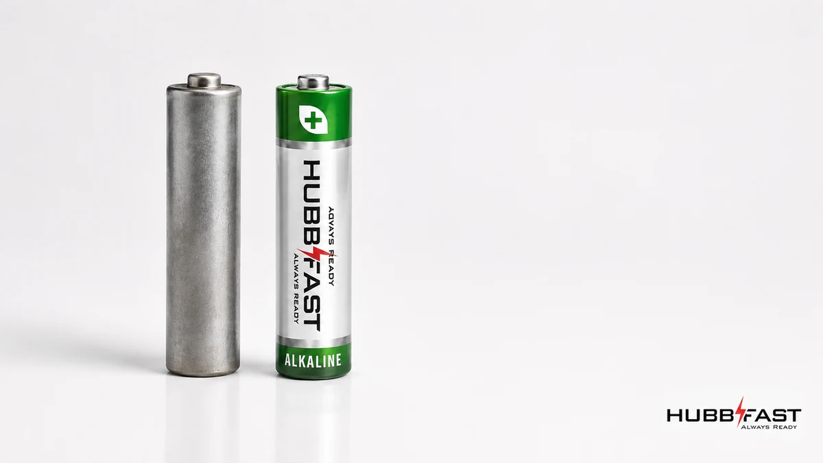 Pin Than So Với Pin Alkaline: Phân Tích Chi Tiết Để Chọn Đúng 2 Pin than carbon-zinc va pin Alkaline HubbFast Premium dat canh nhau so sanh