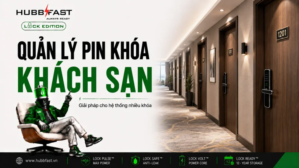 Ảnh bìa Quản lý pin khóa cửa khách sạn | HubbFast Lock Edition – Pin kiềm Alkaline cho khóa thông minh
