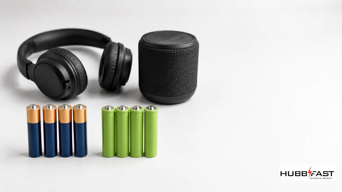 Pin AAA Cho Tai Nghe Không Dây Và Loa Bluetooth Mini: Chọn Loại Nào? 3 So sánh pin kiềm AAA và pin sạc cho tai nghe và loa Bluetooth mini | HubbFast Premium – Pin kiềm Alkaline