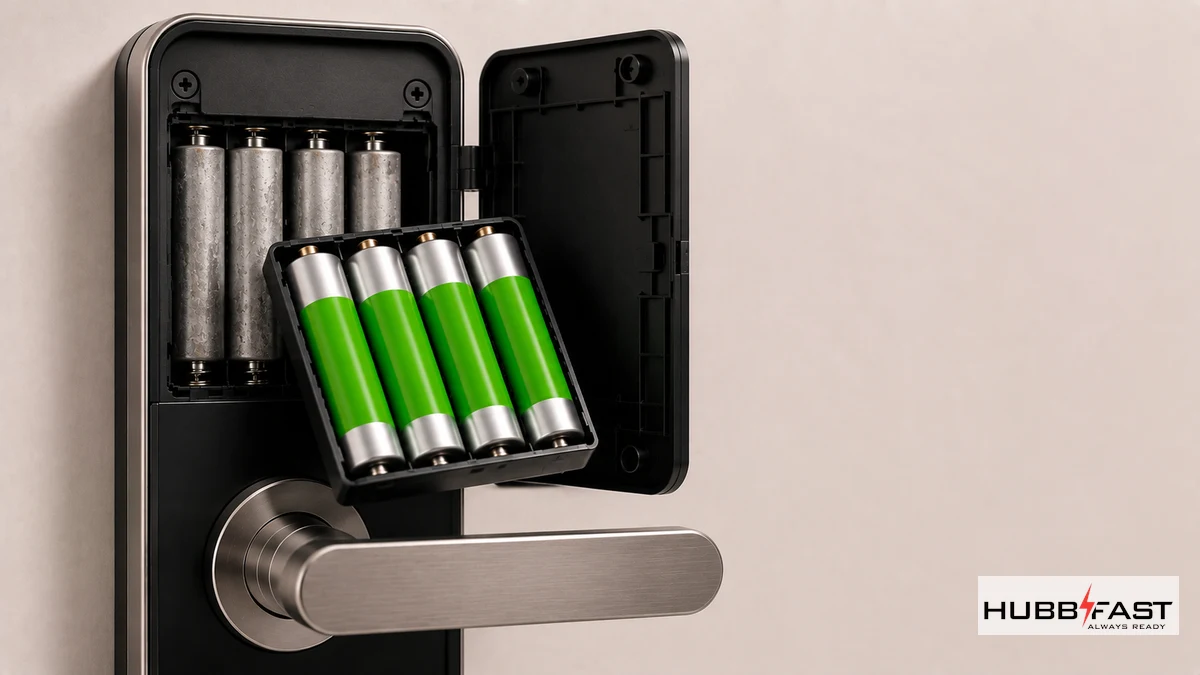 Thay bộ pin kiềm AA chuyên dụng cho khóa Hafele | HubbFast Lock Edition – Pin kiềm Alkaline cho khóa thông minh