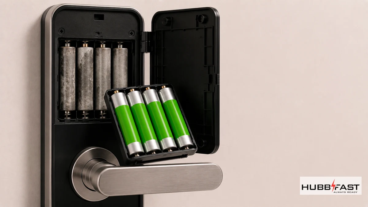 Thay bộ pin mới cho khóa Lockin Xiaomi sau khi hết pin | HubbFast Lock Edition – Pin kiềm Alkaline cho khóa thông minh