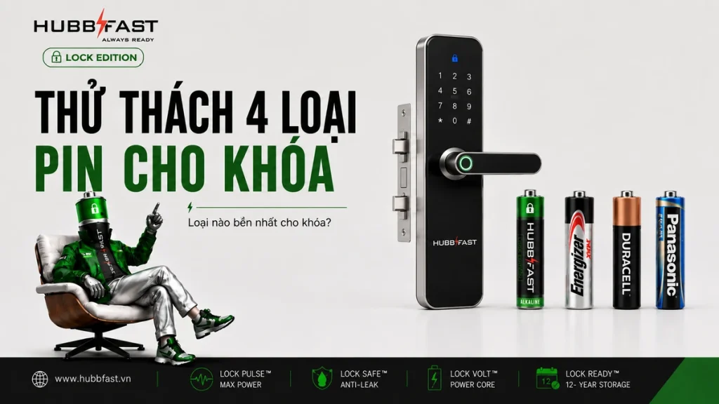Thử Thách Thực Tế: Dùng 4 Loại Pin Khác Nhau Cho Cùng 1 Chiếc Khóa 1 Thử thách 4 loại pin cho khóa - pin HubbFast Lock Edition so với Energizer Duracell Panasonic