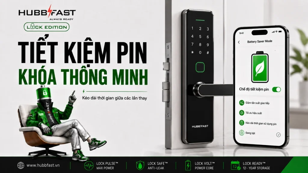 Ảnh bìa Tiết kiệm pin cho khóa cửa thông minh | HubbFast Lock Edition – Pin kiềm Alkaline cho khóa thông minh