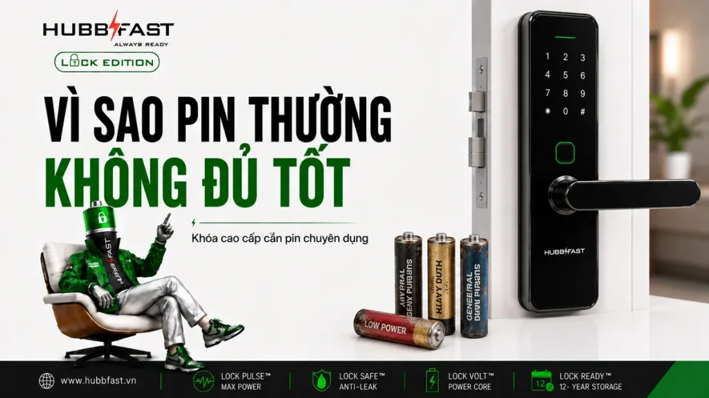 Ảnh bìa Vì sao pin thường không đủ tốt cho khóa | HubbFast Lock Edition – Pin kiềm Alkaline cho khóa thông minh