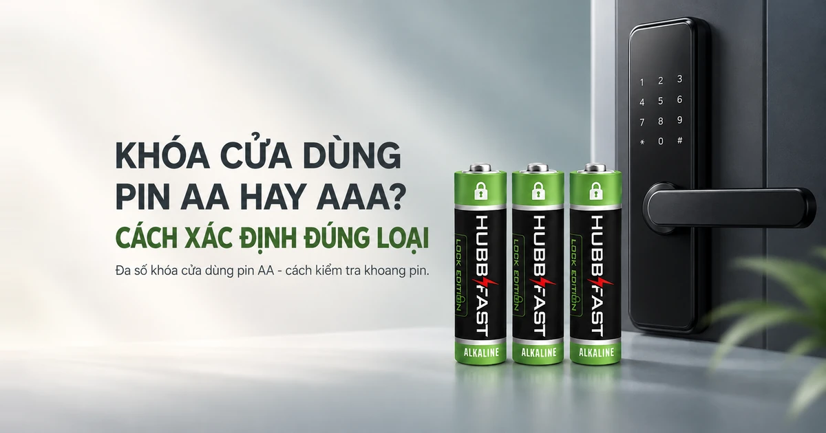Bìa bài viết khóa cửa dùng pin AA hay AAA - pin AA HubbFast Lock Edition