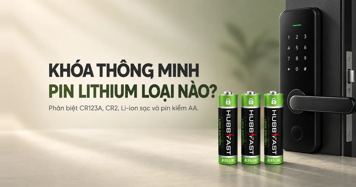 Bìa bài viết khóa thông minh dùng pin lithium loại nào - pin AA HubbFast Lock Edition