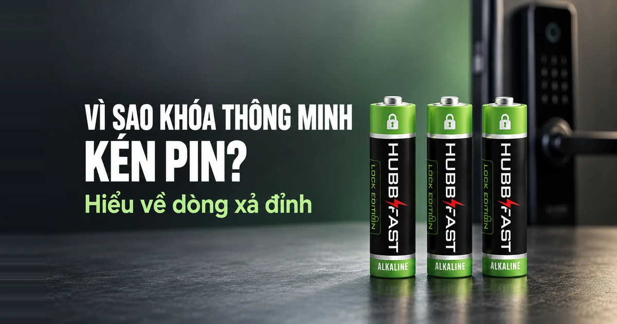 Bìa bài viết vì sao khóa thông minh kén pin — pin AA HubbFast Lock Edition và dòng xả đỉnh