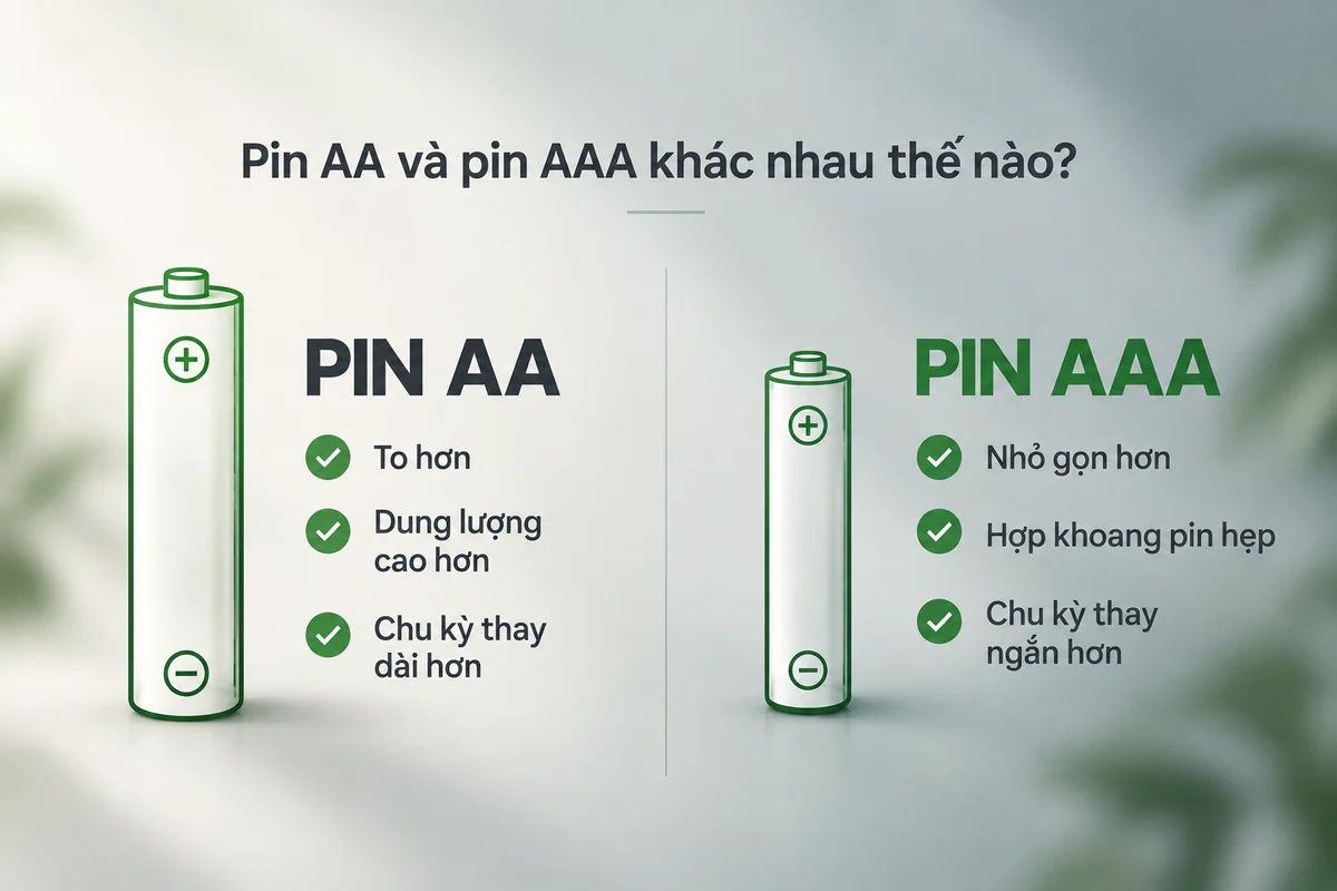 So sánh pin AA và pin AAA cho khóa cửa: kích thước, dung lượng, chu kỳ thay