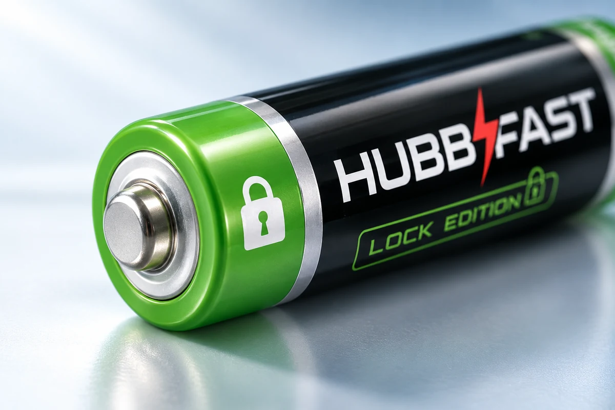 Cận cảnh đầu cực pin AA HubbFast Lock Edition khô ráo kín khít chống rò rỉ