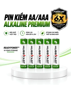 Pin Tiểu AA/AAA HubbFast Premium – Pin Alkaline Cao Cấp 6X Power Life (Vỉ 4 Viên)