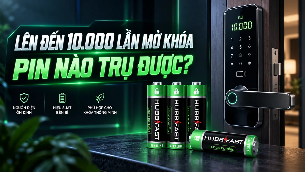 10.000 lần mở khóa - pin AA HubbFast Lock Edition cho khóa thông minh