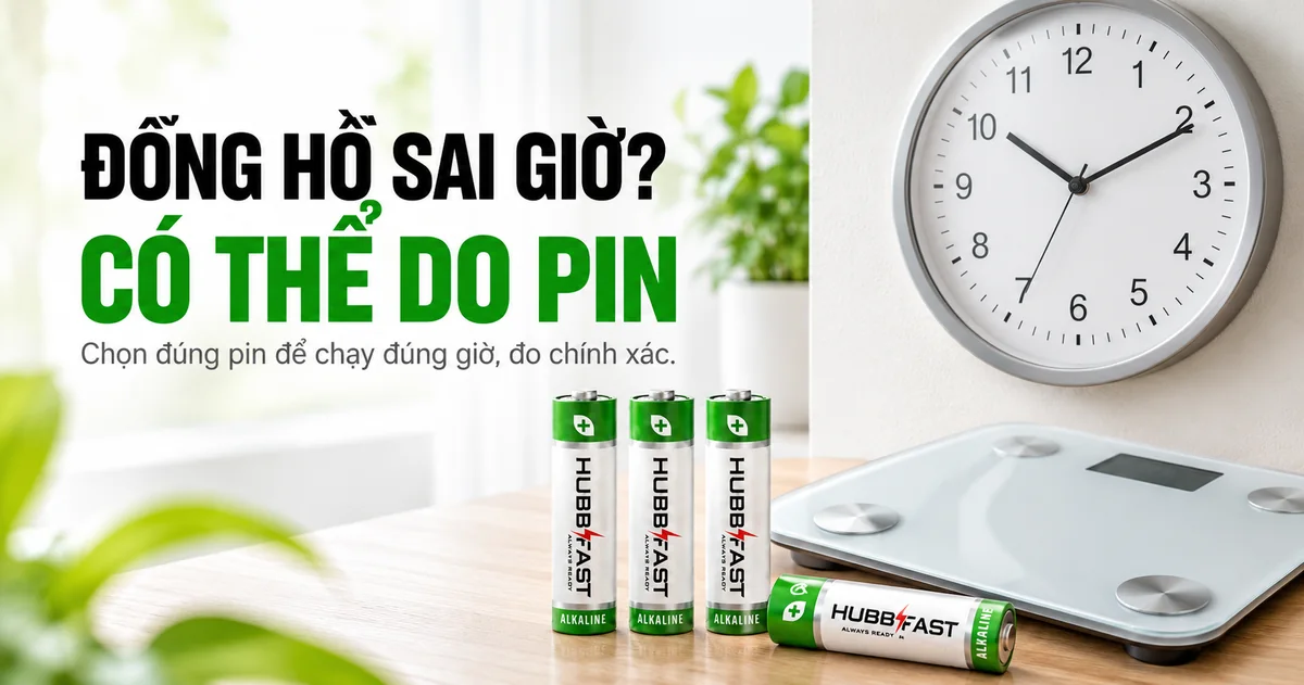 Đồng hồ sai giờ cân đo lệch có thể do pin - chọn pin HubbFast Premium