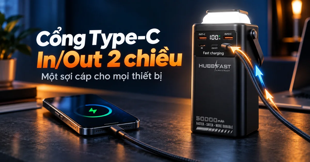 Cổng Type-C In/Out 2 chiều – Một sợi cáp cho mọi thiết bị