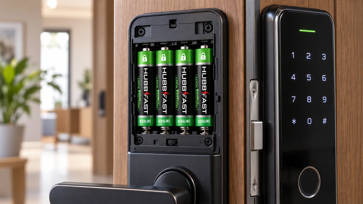 Khoang pin khóa cửa thông minh lắp 4 viên pin AA HubbFast Lock Edition