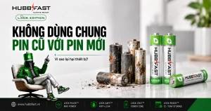 Không dùng chung pin cũ với pin mới - pin AA HubbFast Premium