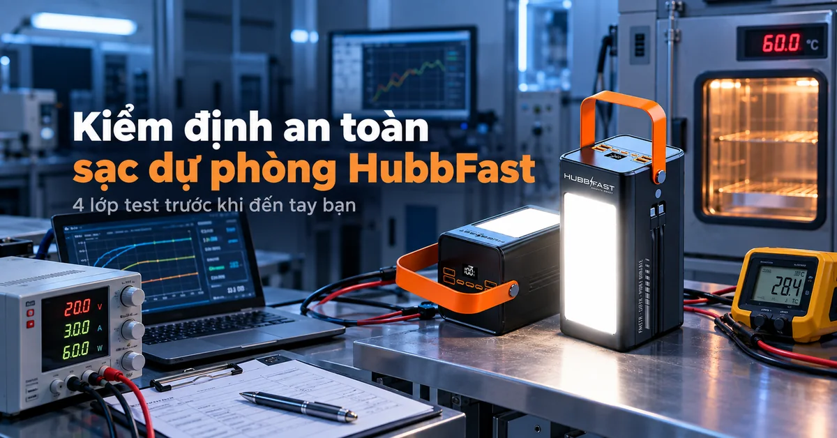 Kiểm định an toàn sạc dự phòng HubbFast – 4 lớp test trước khi đến tay bạn
