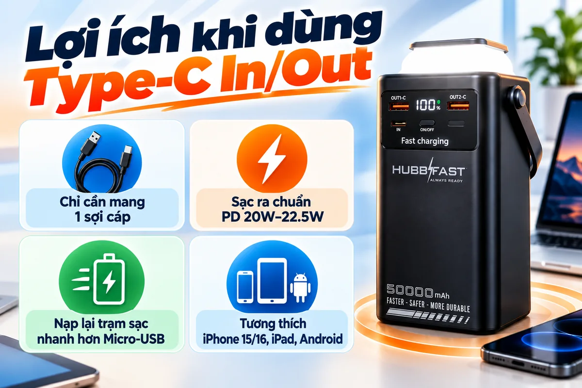 Lợi ích khi dùng Type-C In/Out – HubbFast