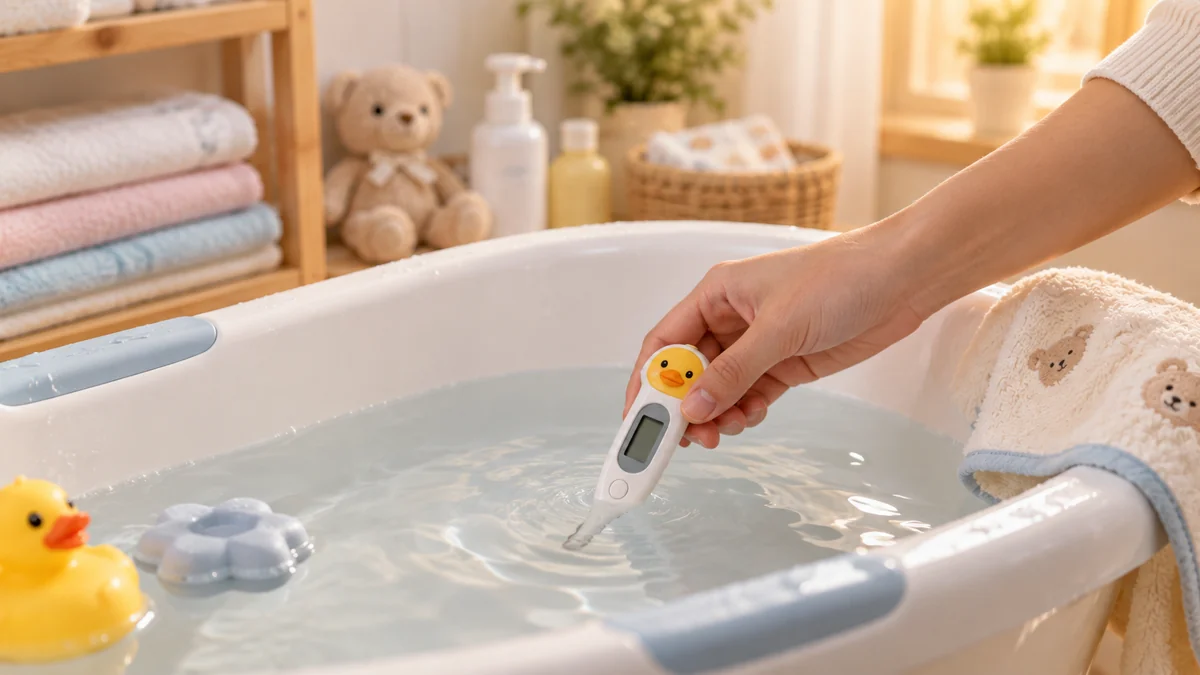 Dùng nhiệt kế điện tử đo nhiệt độ nước tắm cho bé