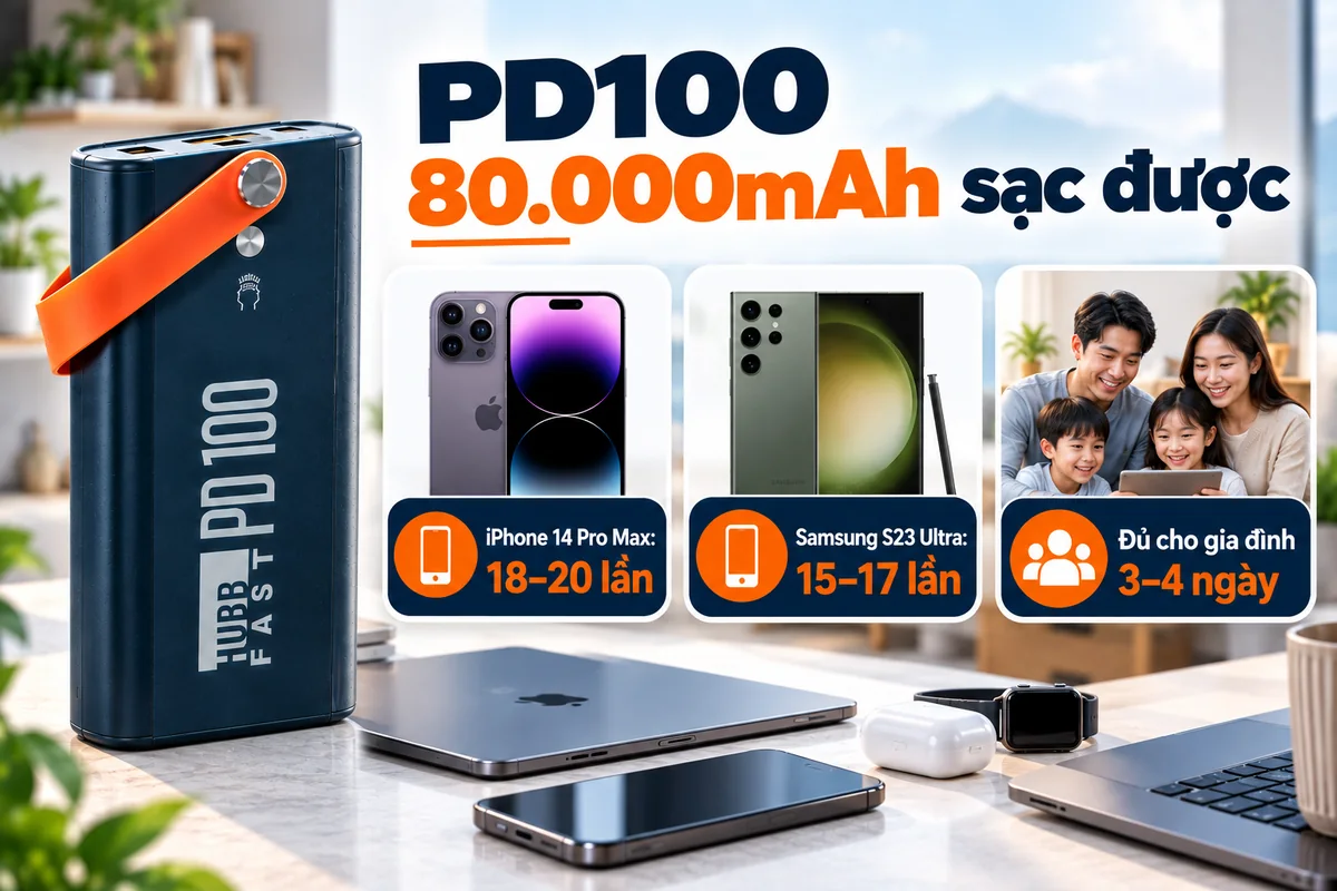 PD100 80.000mAh sạc được – HubbFast
