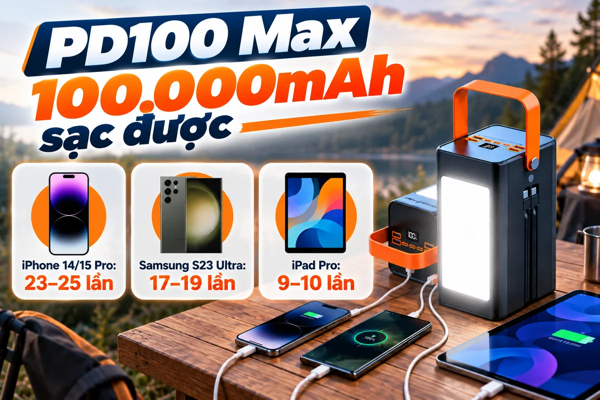PD100 Max 100.000mAh sạc được – HubbFast