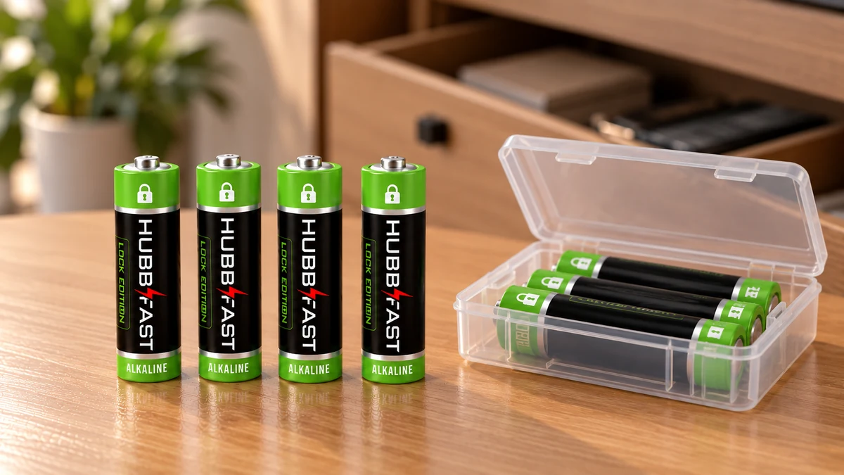 Bộ 4 pin AA HubbFast Lock Edition và hộp bảo quản pin dự trữ cho khóa VIRO