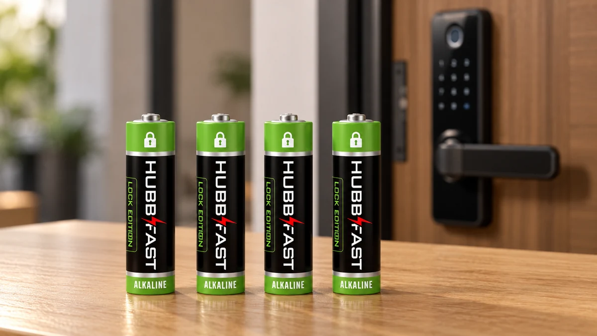Khóa Hunonic Dùng Pin Gì? Cách Chọn Pin Bền Cho Khóa Việt 3 Bộ 4 viên pin AA HubbFast Lock Edition dùng cho khóa cửa thông minh Hunonic