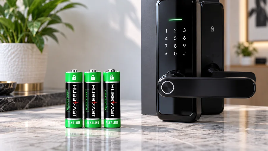Pin Chuyên Dụng Cho Khóa Thông Minh: Cẩm Nang Chọn Mua A–Z 2026 3 Pin AA HubbFast Lock Edition và khóa cửa thông minh hiện đại