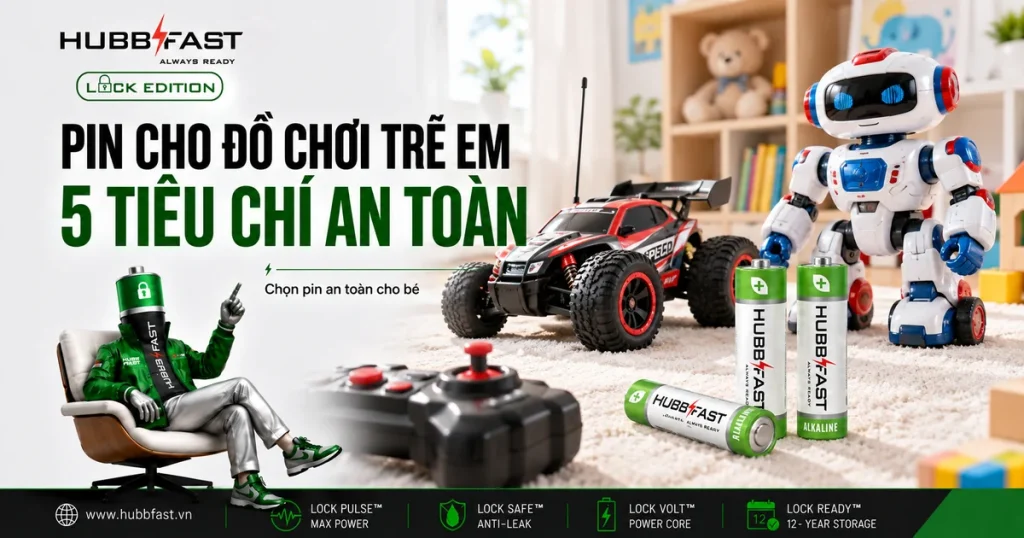 Pin Cho Đồ Chơi Trẻ Em: 5 Tiêu Chí An Toàn Bố Mẹ Cần Biết 1 Pin cho đồ chơi trẻ em an toàn - pin AA HubbFast Premium