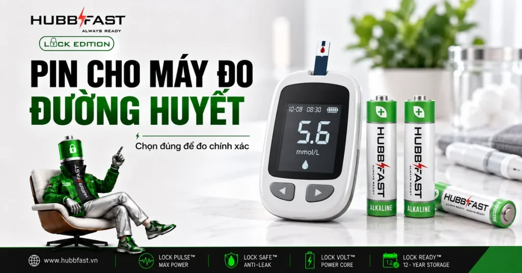 Pin cho máy đo đường huyết - pin kiềm HubbFast Premium