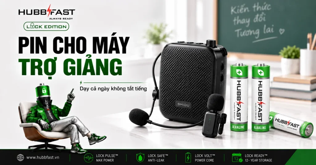 Pin AA cho máy trợ giảng của giáo viên - pin kiềm HubbFast Premium
