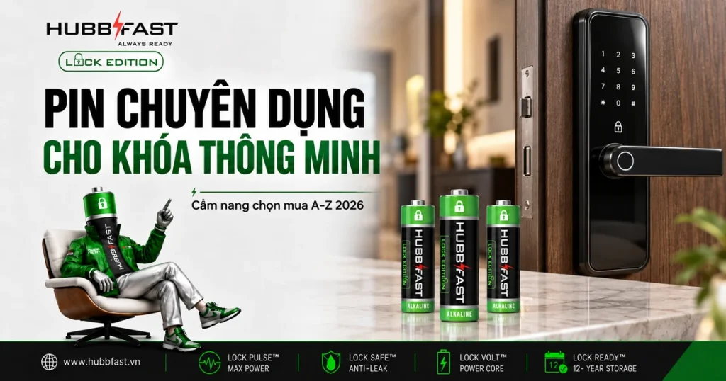 Pin Chuyên Dụng Cho Khóa Thông Minh: Cẩm Nang Chọn Mua A–Z 2026 1 Pin chuyên dụng cho khóa thông minh - HubbFast Lock Edition