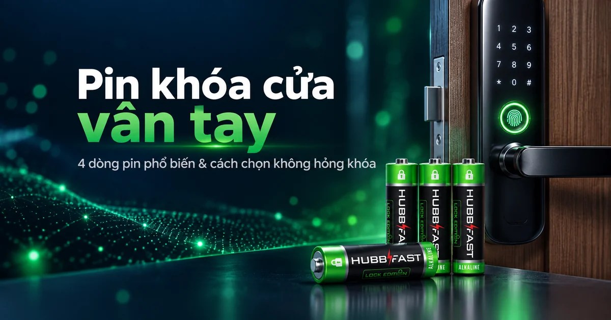 Pin khóa cửa vân tay – 4 dòng pin phổ biến và cách chọn HubbFast Lock Edition