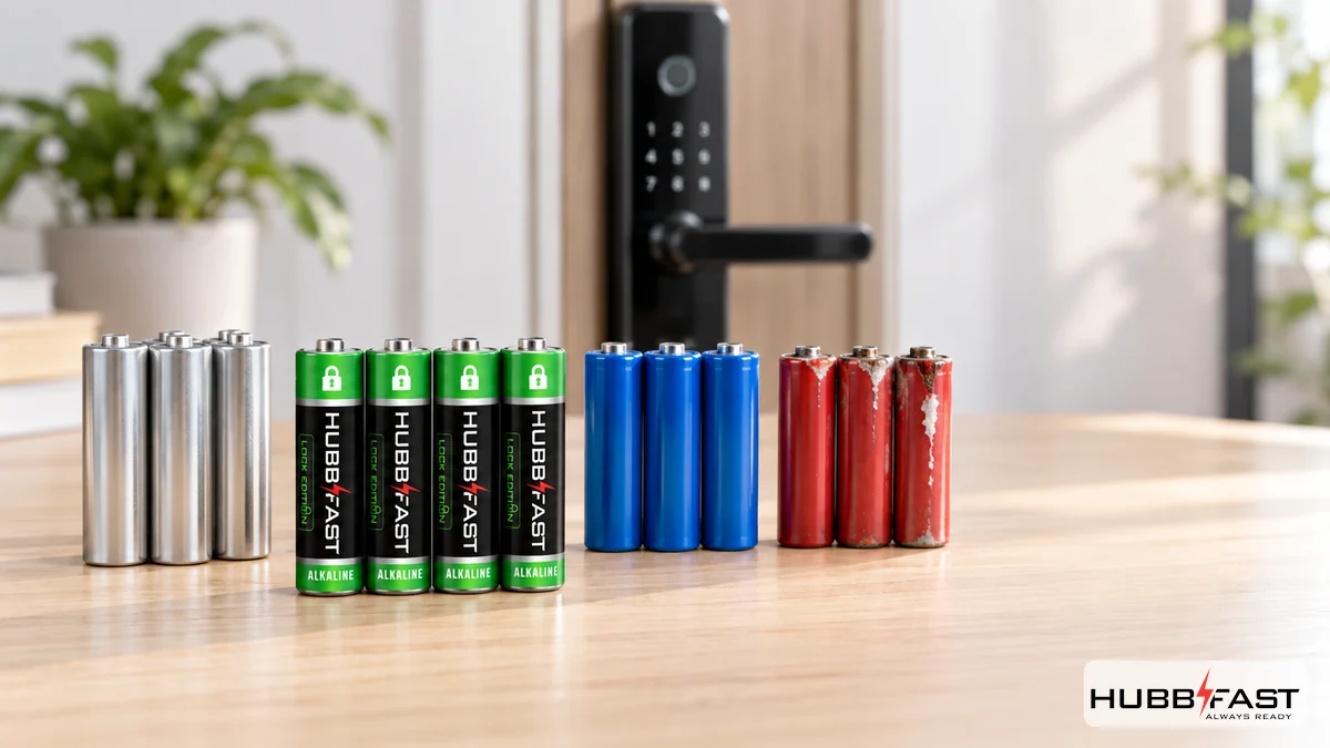 So sánh các loại pin AA cho khóa cửa điện tử: pin kiềm chuyên dụng, lithium, pin sạc, pin than | HubbFast Lock Edition – Pin kiềm Alkaline cho khóa thông minh