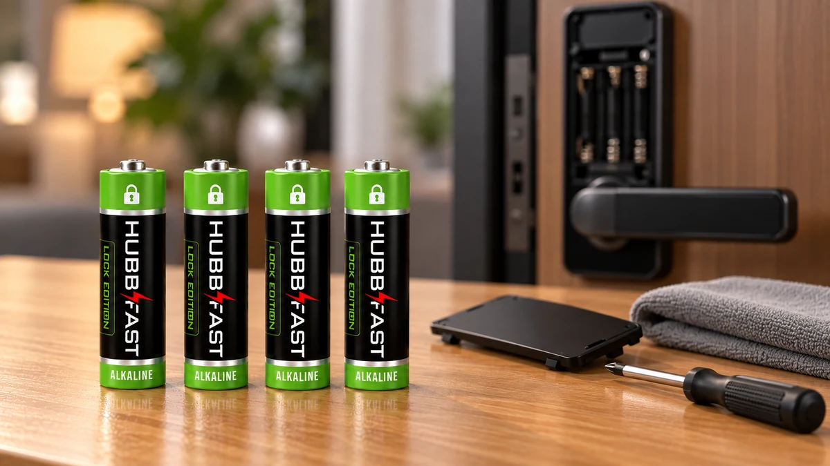 Bộ pin AA HubbFast Lock Edition và dụng cụ thay pin, vệ sinh khoang pin khóa Avolock