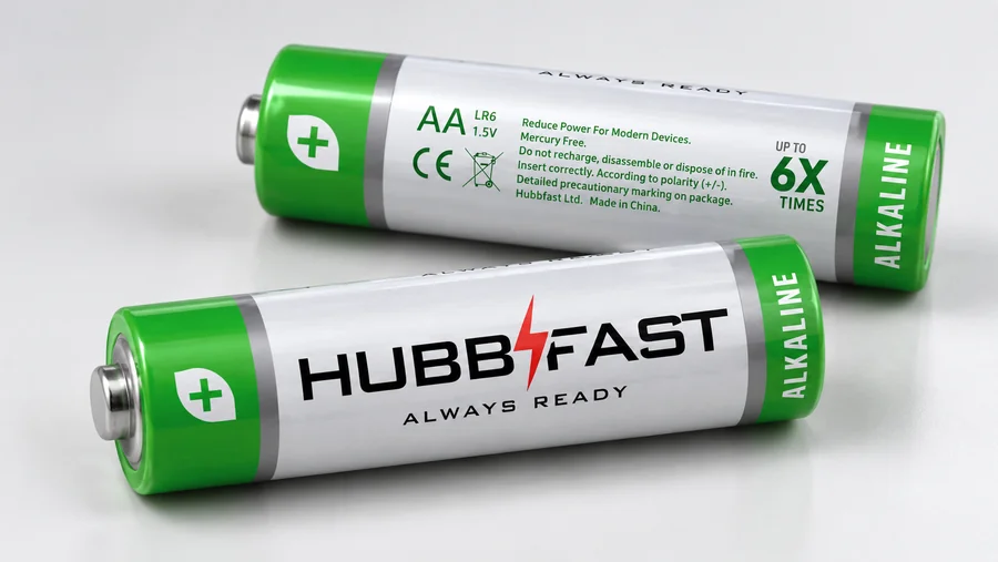 Thông số AA LR6 1.5V ALKALINE trên thân pin AA HubbFast Premium
