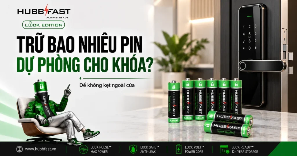 Trữ pin dự phòng cho khóa thông minh - pin HubbFast Lock Edition