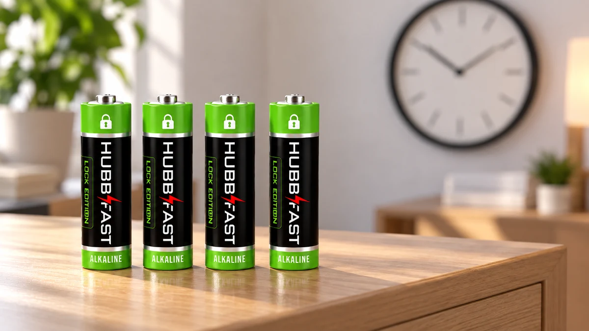 Pin Cho Khóa Unicor Dùng Được Bao Lâu Và Nên Chọn Loại Nào? 3 Bộ 4 pin AA HubbFast Lock Edition minh họa tuổi thọ pin cho khóa cửa thông minh Unicor