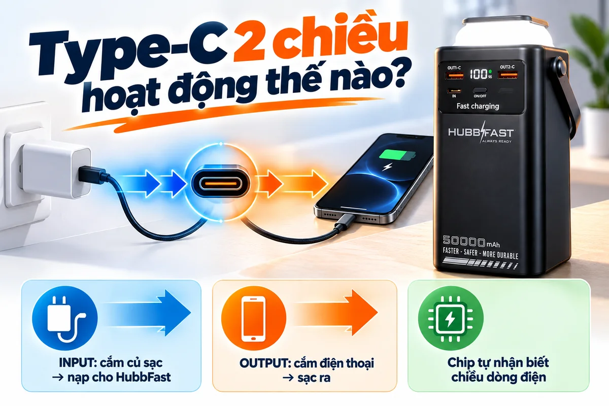 Type-C 2 chiều hoạt động thế nào? – HubbFast