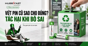 Vứt pin cũ sao cho đúng thu gom tái chế - pin AA HubbFast Premium