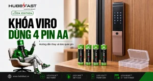 Bìa bài khóa VIRO dùng 4 pin AA — pin HubbFast Lock Edition