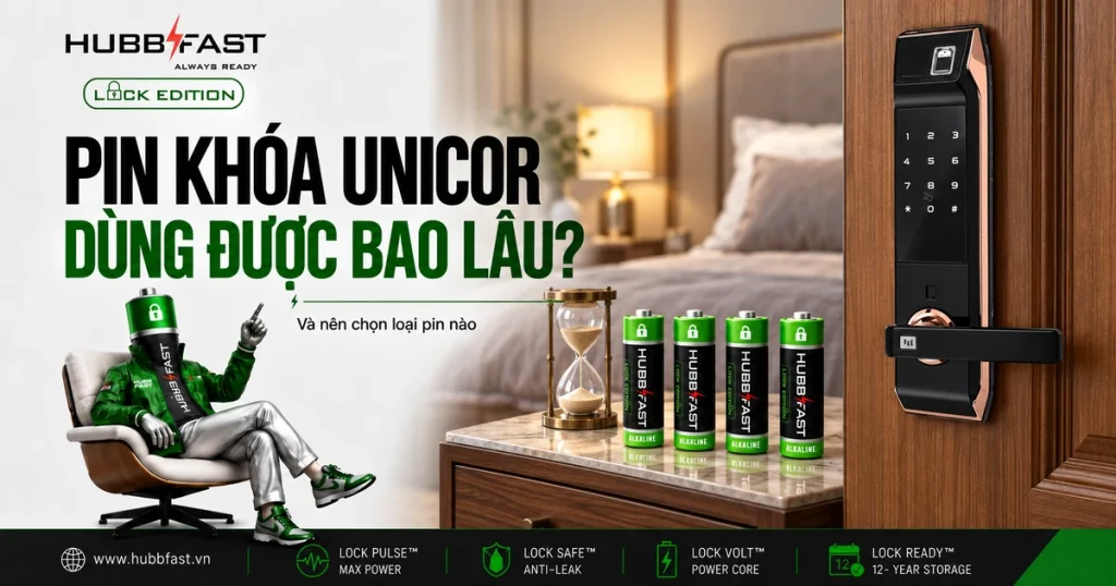 Pin Cho Khóa Unicor Dùng Được Bao Lâu Và Nên Chọn Loại Nào? 1 Bìa bài pin cho khóa Unicor dùng được bao lâu — pin AA HubbFast Lock Edition