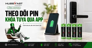 Bìa bài theo dõi pin khóa Tuya qua app Smart Life — pin AA HubbFast Lock Edition